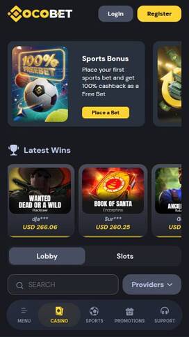 Captura de pantalla de la página móvil de juegos de Cocobet Casino