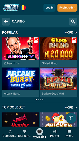 Juegos móviles de Coldbet Casino