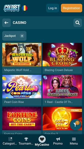 Jackpot móvil del casino Coldbet