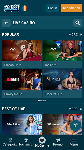 Casino móvil con crupier en vivo de Coldbet
