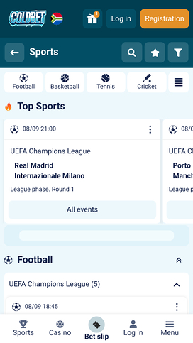 Apuestas deportivas móviles en Coldbet Casino