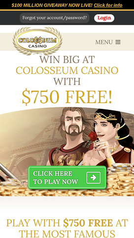 Colosseum Casino Homepage Mobile