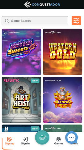 Conquestador Casino Games Mobile