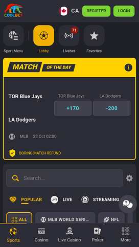 Coolbet Live Sports Mobile