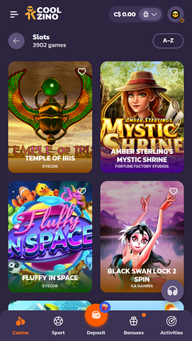 Juegos móviles de Coolzino Casino