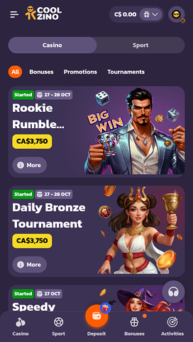 Promociones móviles de Coolzino Casino