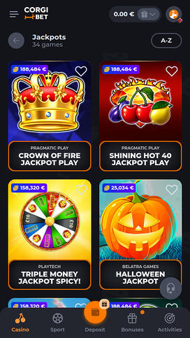 Corgibet Casino Jackpot Mobile