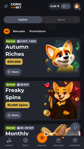 Corgibet Casino Promotions Mobile