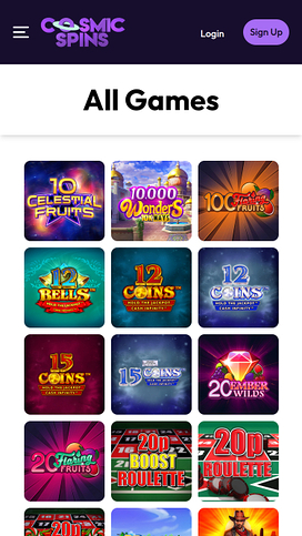 Cosmic Spins Casino Games Mobile