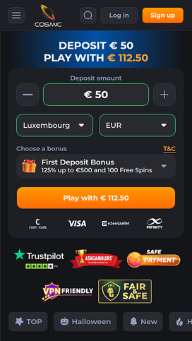 Cosmicslot Casino Homepage Mobile