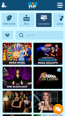 Craze Play Casino Live Dealer Mobile