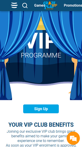 Craze Play Casino Mobile VIP Program