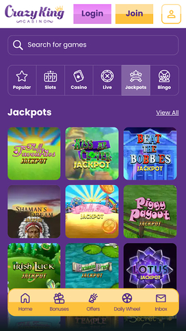 Crazy King Casino Mobile Jackpot