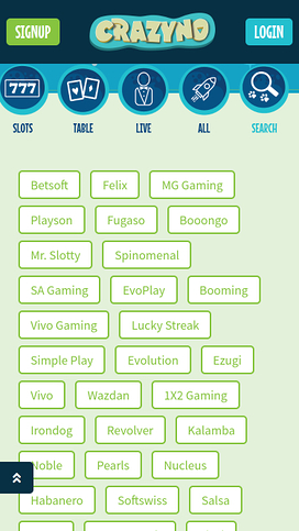 Crazyno Casino Game Developers Mobile