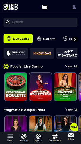 Cryptocasino.com Live Dealer Mobile
