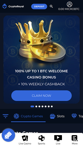 CryptoRoyal Casino Games Mobile