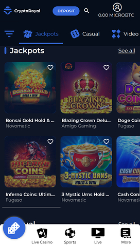 CryptoRoyal Casino Jackpot Mobile