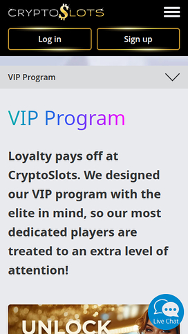 CryptoSlots Casino Mobile VIP Program