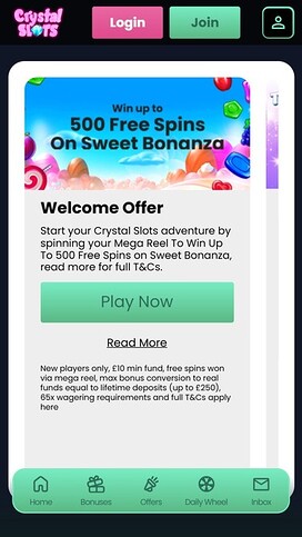 Crystal Slots Promotions Mobile