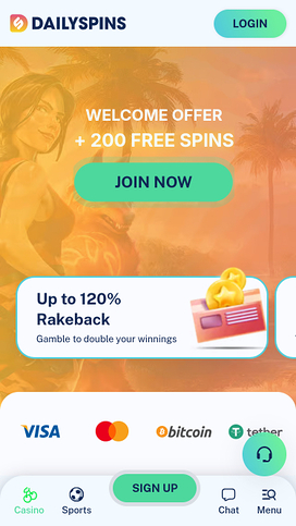 DailySpins Casino Homepage Mobile