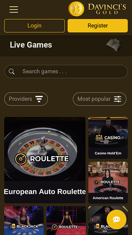 DaVinci’s Gold Casino Live Dealer Mobile