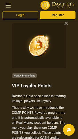Davincis Gold Casino Mobile VIP Program