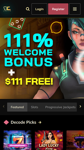 Decode Casino Mobile Homepage