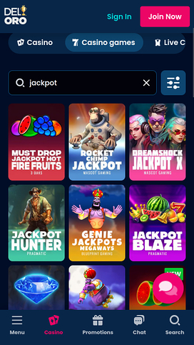 Del Oro Casino Jackpot Mobile