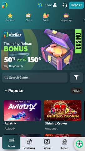 Destinobet Casino Homepage Mobile