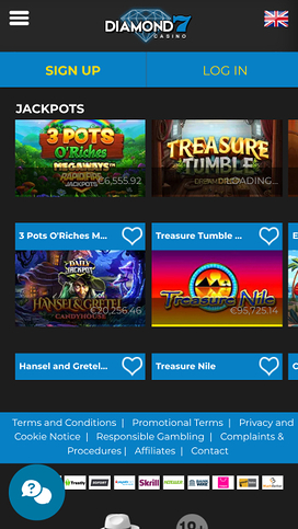 Diamond7 Casino Jackpot Mobile