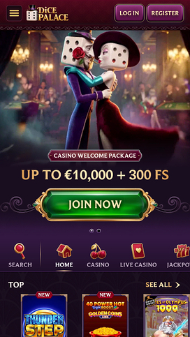 DicePalace Mobile Casino Homepage