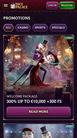 DicePalace Mobile Casino Promotions Page