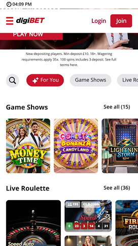 Digibet Casino Live Dealer Mobile