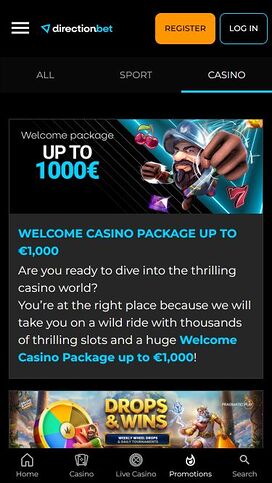 Promociones de imágenes móviles del casino Directionbet