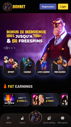 DonBet Casino Homepage Mobile