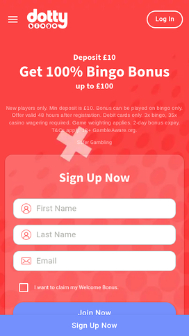 Dotty Bingo Homepage Mobile