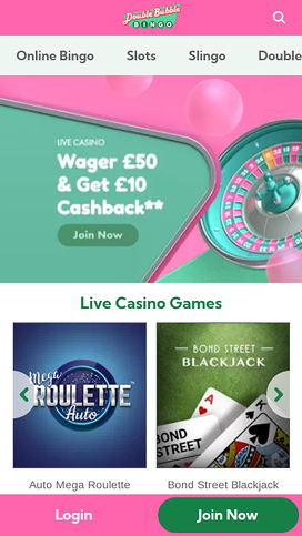 Double Bubble Bingo Live Dealer Mobile