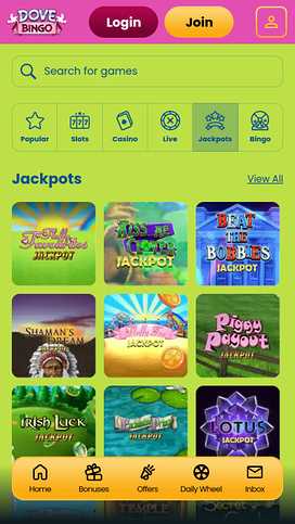 Dove Bingo Casino Jackpot Mobile