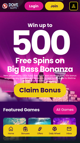 Dove Slots Casino Homepage Mobile