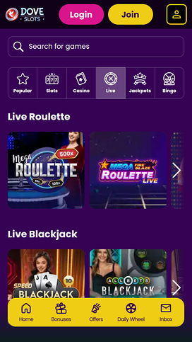 Dove Slots Casino Live Dealer Mobile