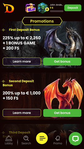 Promociones móviles del casino DragonSlots