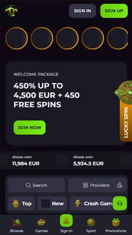 Homepage mobile screenshot of Drakaris Casino