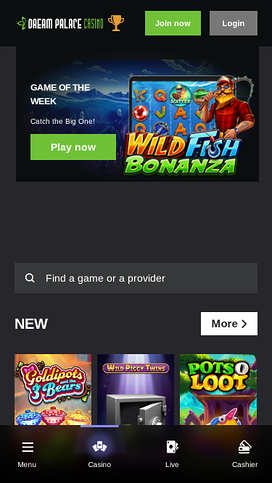 Dream Palace Casino Homepage Mobile