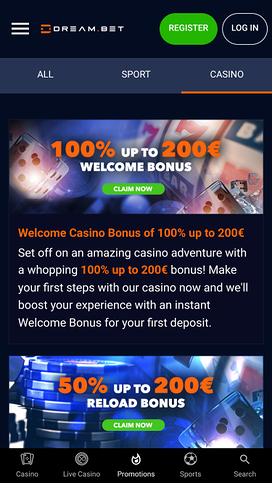 Promociones móviles de Dream.bet