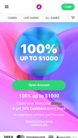 Dreamz Casino Homepage Mobile