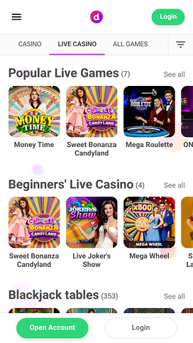 Dreamz Casino Live Dealer Desktop