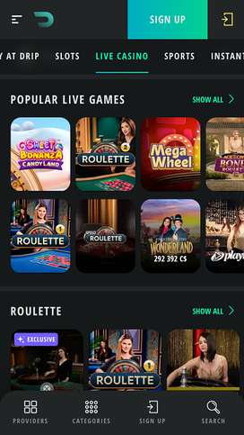 Drip Casino Live Dealer Mobile