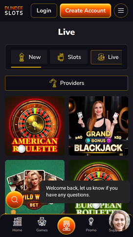 Dundeeslots Casino Live Dealer Mobile