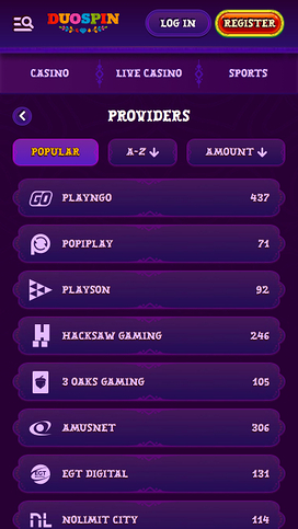 Duospin Casino Game Developers Mobile