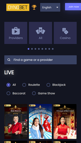 Dynobet Casino Live Dealer Mobile